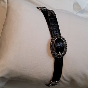 Brighton Reversible Black/Brown Crocodile Embossed Leather belt Size XL.